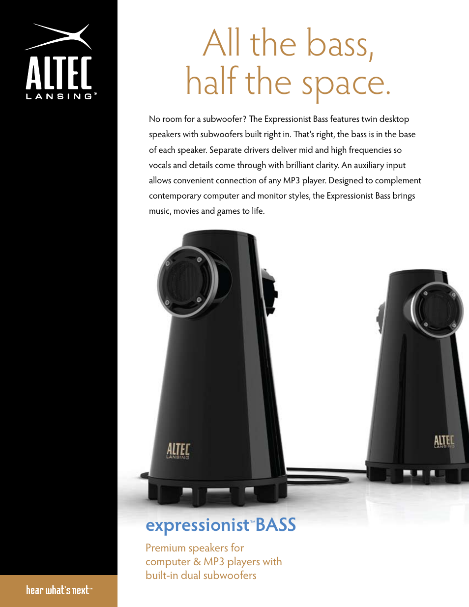 Altec Lansing Expressionist BASS FX3022 User Manual | 2 pages