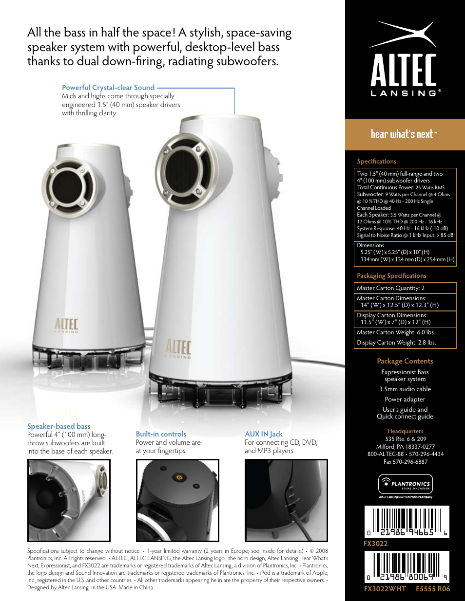 Altec Lansing Expressionist BASS FX3022 User Manual | Page 2 / 2