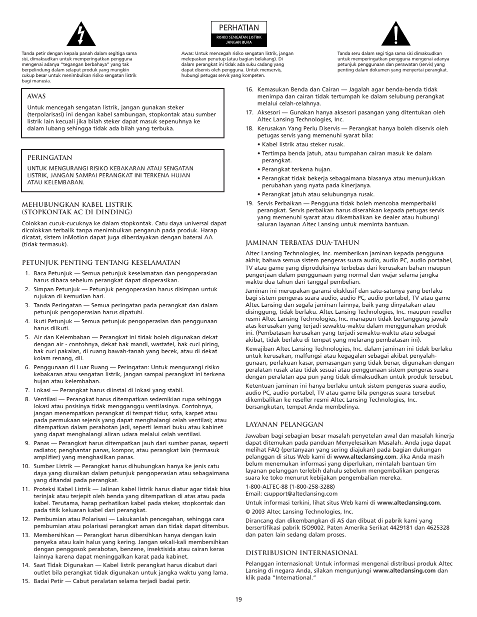 Altec Lansing inMotion Portable Speaker Docking Station User Manual | Page 21 / 34