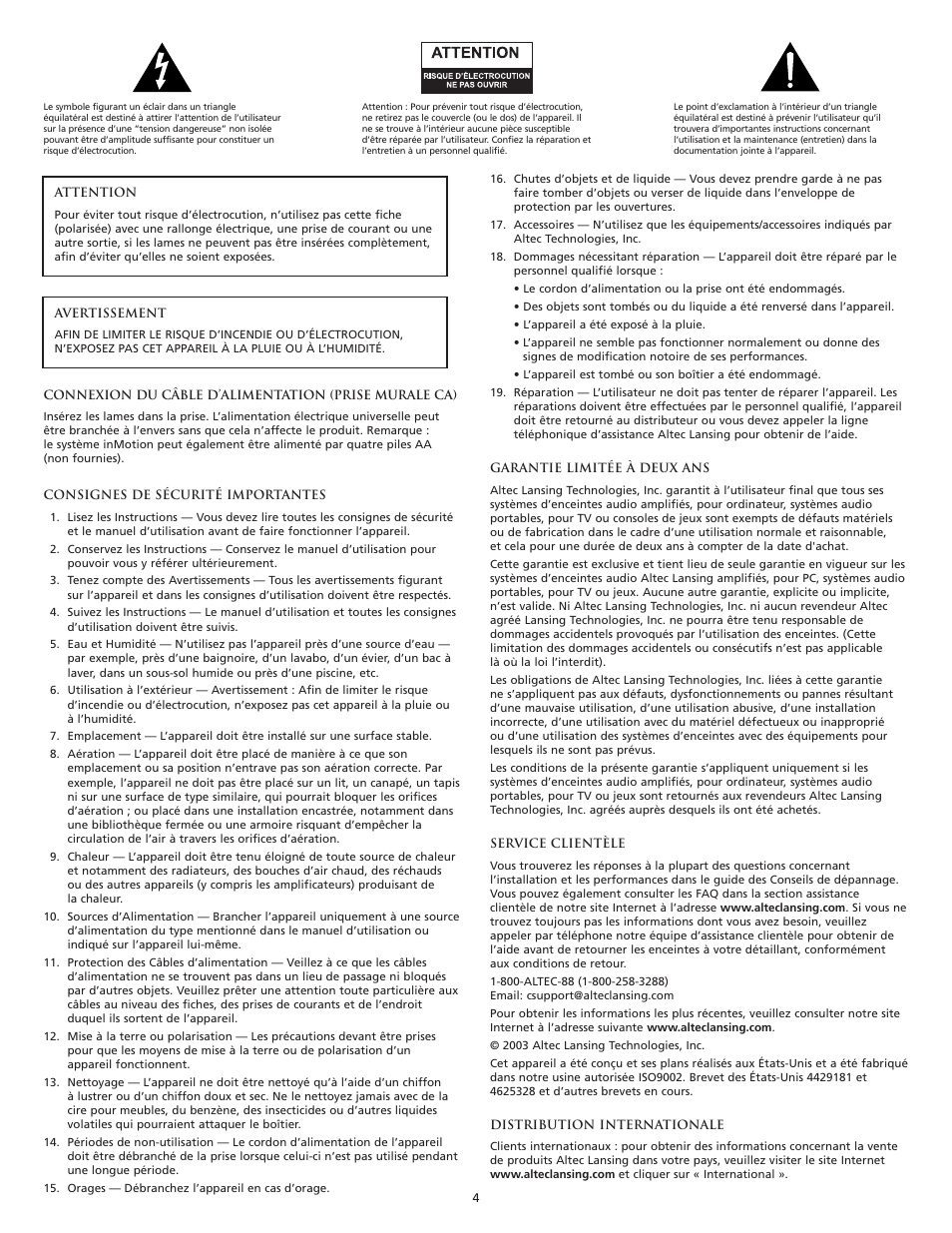 Altec Lansing inMotion Portable Speaker Docking Station User Manual | Page 6 / 34