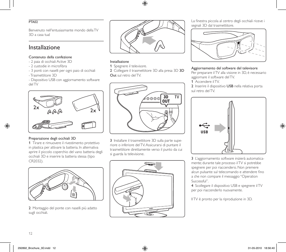 Installazione | Philips Kit de actualización de televisor 3D User Manual | Page 12 / 68