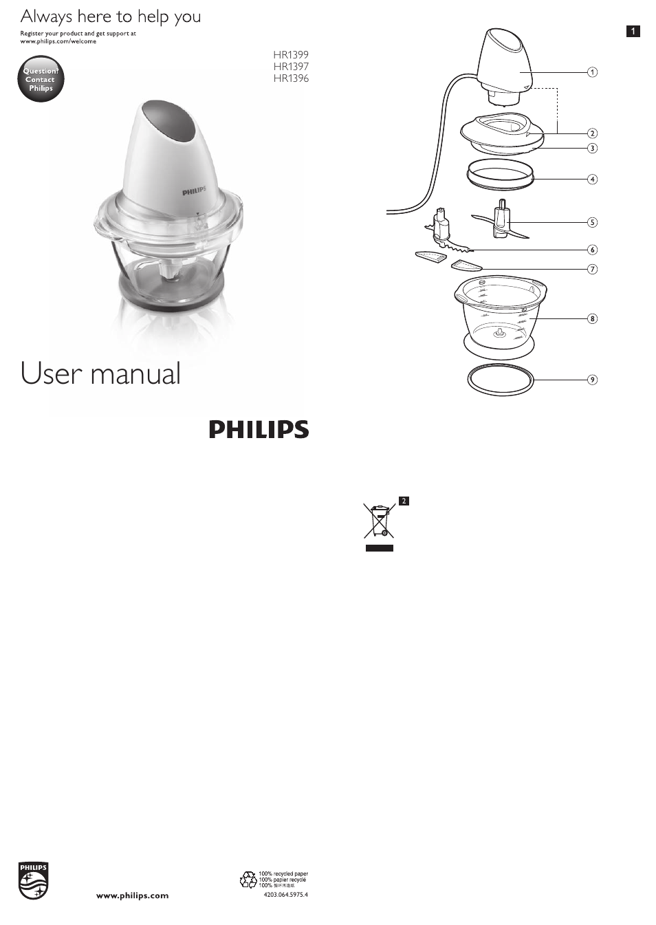 Philips Picadora User Manual | 14 pages