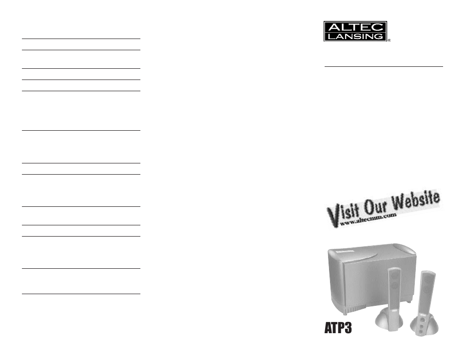 Altec Lansing ATP3 User Manual | 4 pages