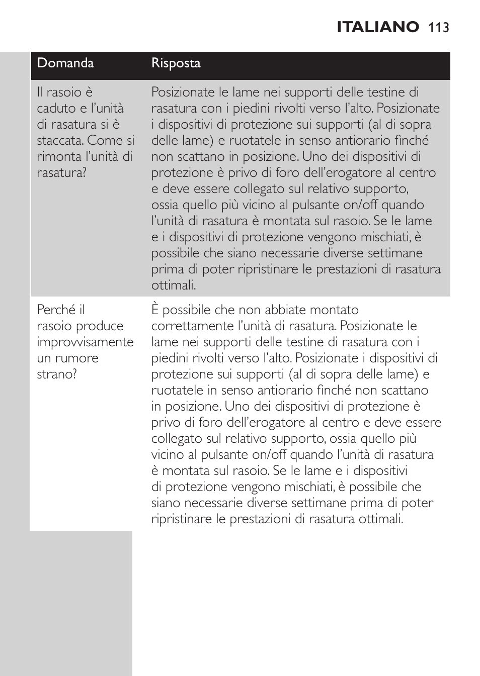 Metodo di pulizia a fondo | Philips Afeitadora NIVEA FOR MEN User Manual | Page 111 / 180