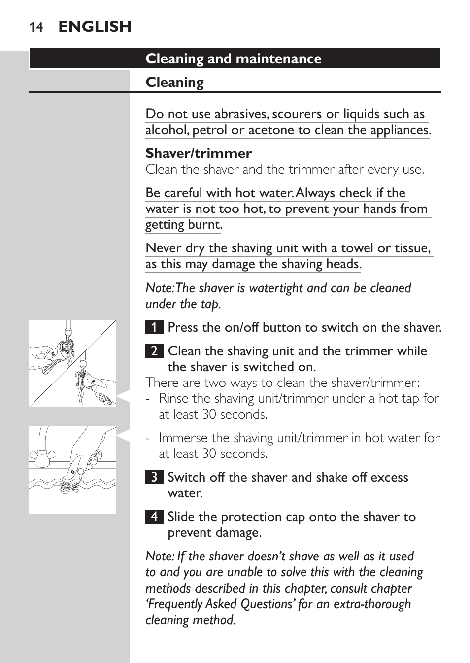 Cleaning and maintenance, Cleaning, Shaver/trimmer | Philips Afeitadora NIVEA FOR MEN User Manual | Page 12 / 180