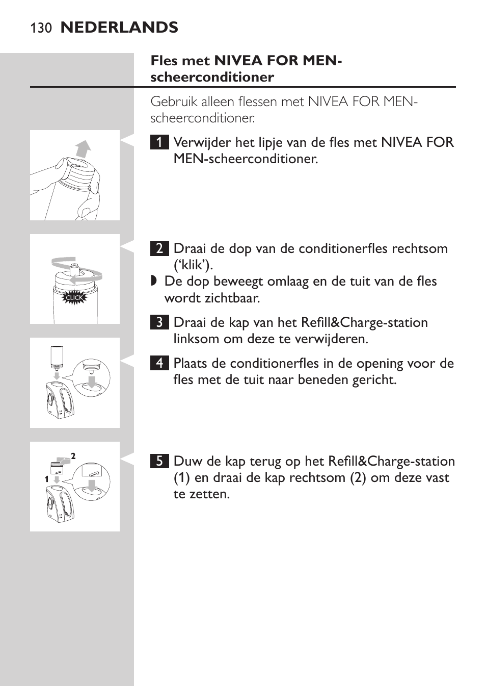 Scheerunit, Fles met nivea for men-scheerconditioner | Philips Afeitadora NIVEA FOR MEN User Manual | Page 128 / 180
