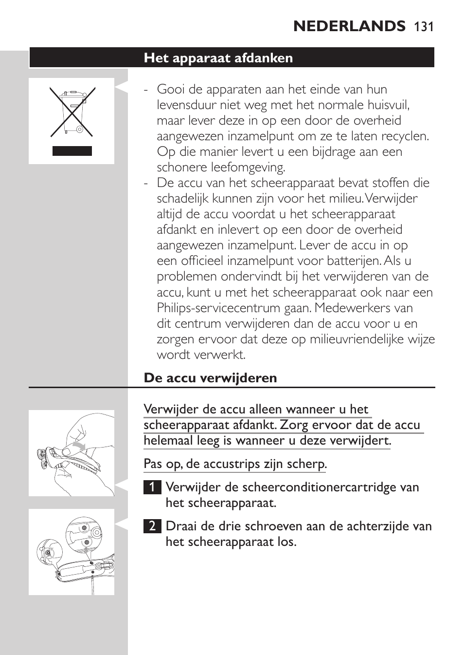 Het apparaat afdanken | Philips Afeitadora NIVEA FOR MEN User Manual | Page 129 / 180