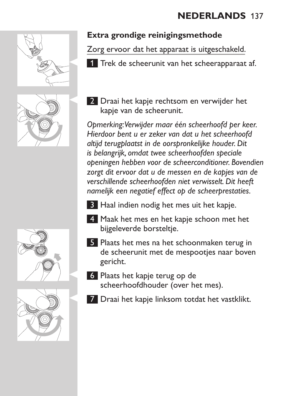 Extra grondige reinigingsmethode | Philips Afeitadora NIVEA FOR MEN User Manual | Page 135 / 180