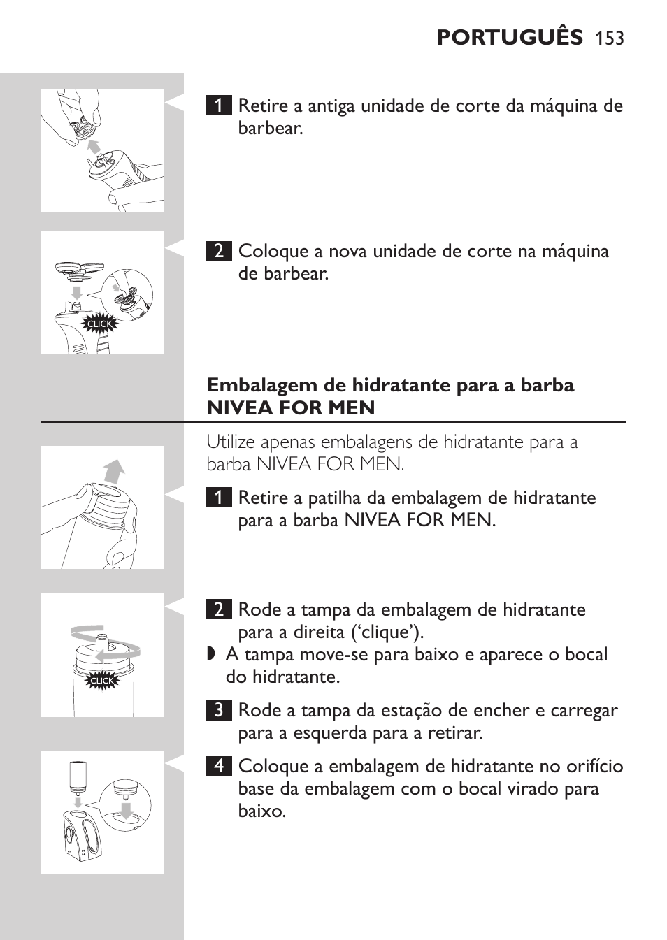 Embalagem de hidratante para a barba nivea for men | Philips Afeitadora NIVEA FOR MEN User Manual | Page 151 / 180