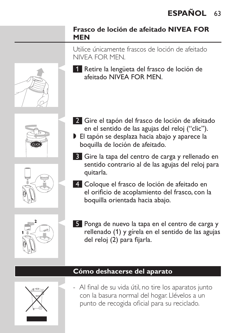 Cómo deshacerse del aparato | Philips Afeitadora NIVEA FOR MEN User Manual | Page 61 / 180