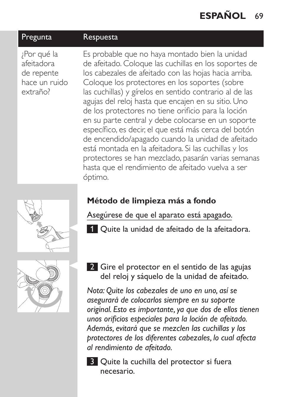 Método de limpieza más a fondo | Philips Afeitadora NIVEA FOR MEN User Manual | Page 67 / 180