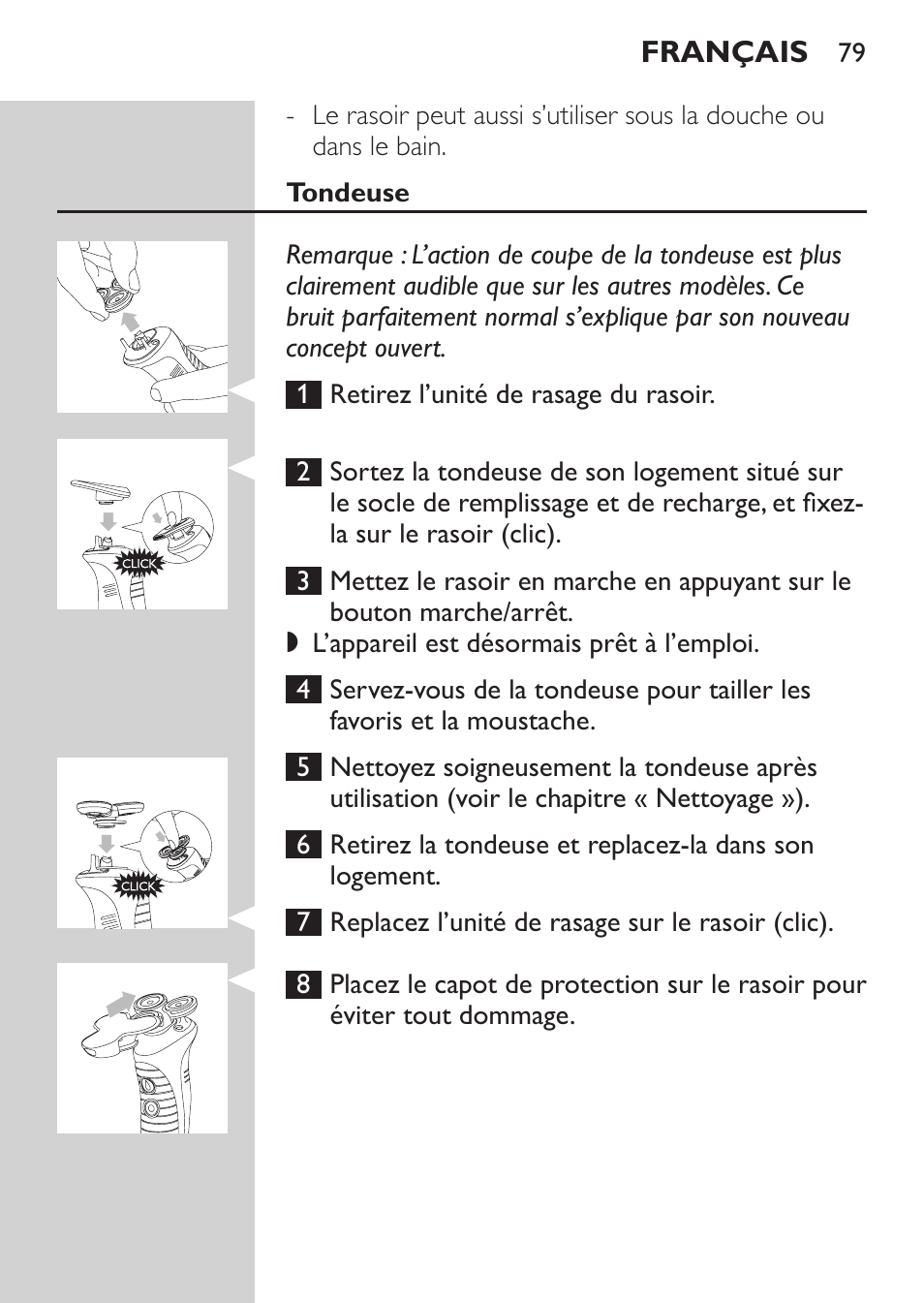 Tondeuse | Philips Afeitadora NIVEA FOR MEN User Manual | Page 77 / 180