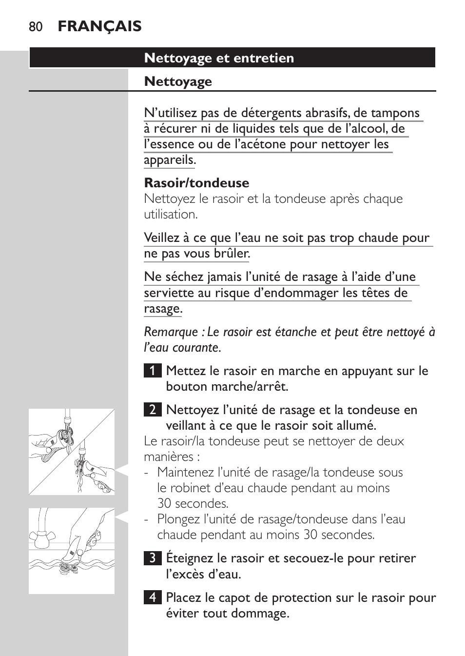 Nettoyage et entretien, Nettoyage, Rasoir/tondeuse | Philips Afeitadora NIVEA FOR MEN User Manual | Page 78 / 180