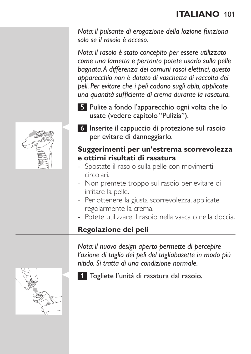 Regolazione dei peli | Philips Afeitadora NIVEA FOR MEN User Manual | Page 99 / 180