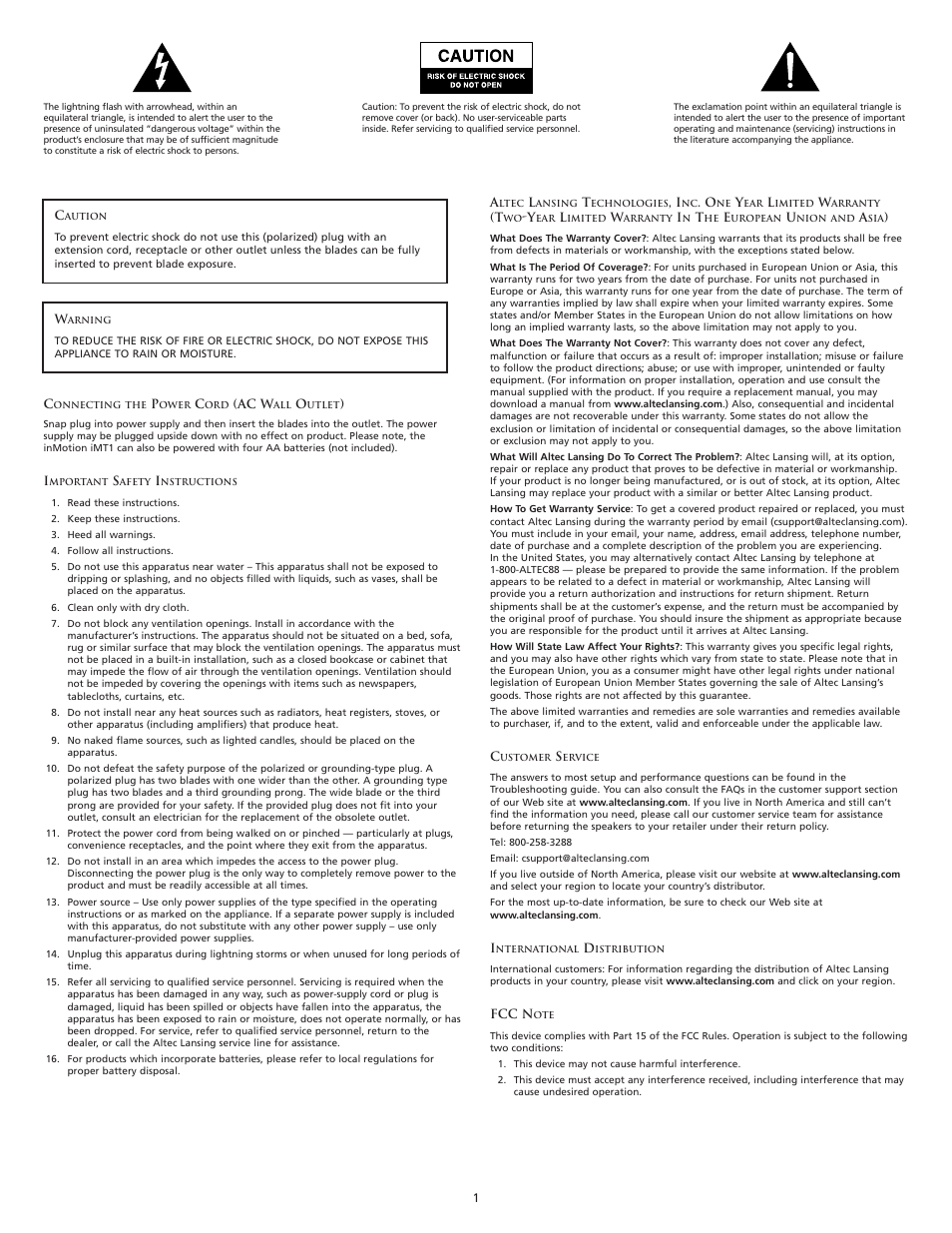 Altec Lansing INMOTION User Manual | Page 3 / 12