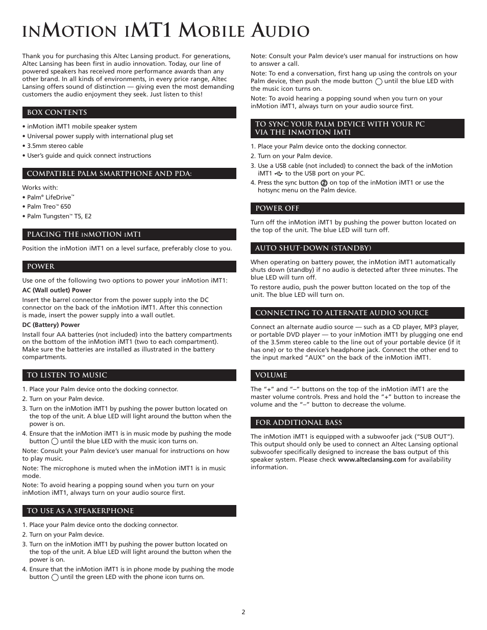 Mt1 m, Otion i, Obile | Udio | Altec Lansing INMOTION User Manual | Page 4 / 12