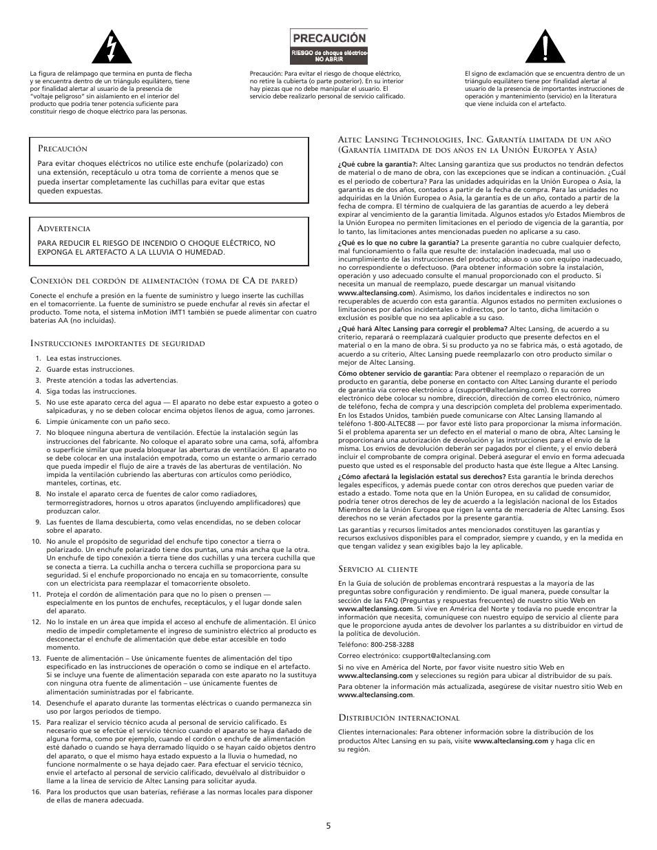 Altec Lansing INMOTION User Manual | Page 7 / 12