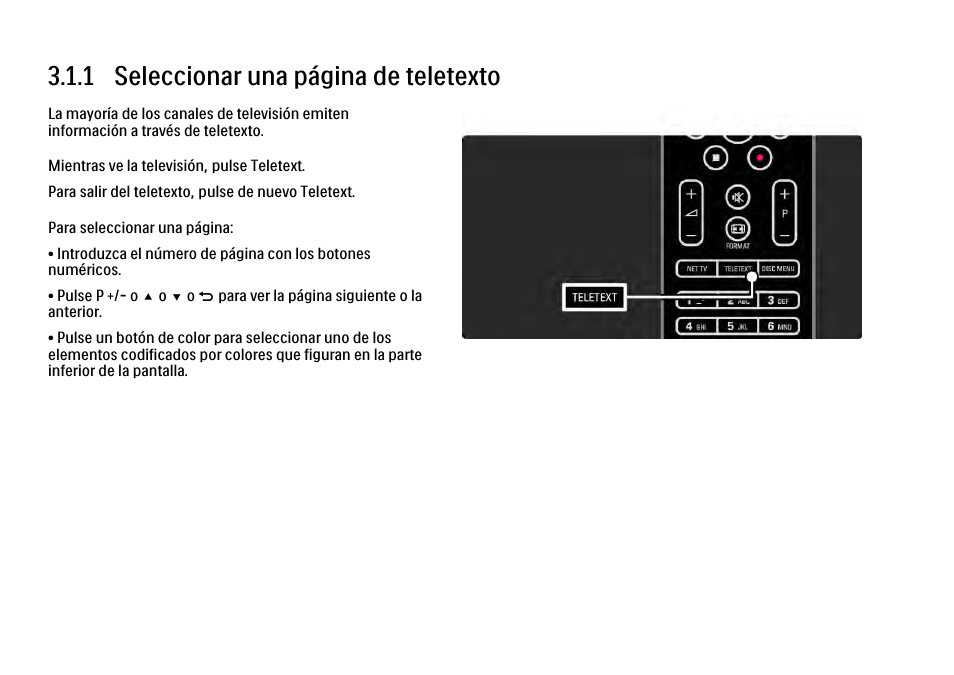 3 más información, 1 teletexto, 1 seleccionar una página de teletexto | Philips Cinema 21:9 TV LCD User Manual | Page 131 / 280