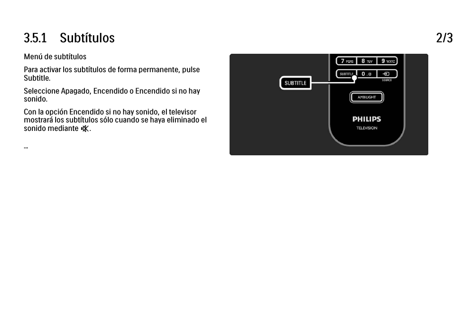 1 subtítulos 2/3 | Philips Cinema 21:9 TV LCD User Manual | Page 150 / 280