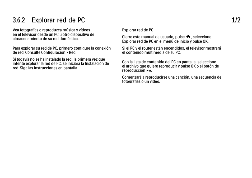 2 explorar red de pc, 2 explorar red de pc 1/2 | Philips Cinema 21:9 TV LCD User Manual | Page 155 / 280