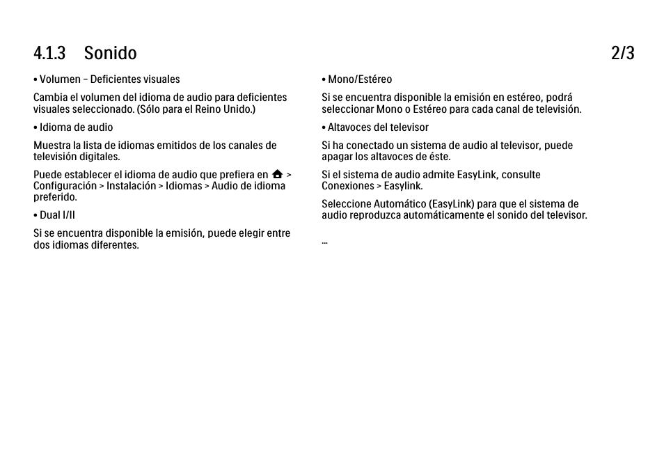 3 sonido 2/3 | Philips Cinema 21:9 TV LCD User Manual | Page 165 / 280