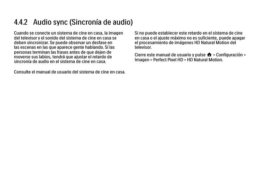 2 audio sync (sincronía de audio) | Philips Cinema 21:9 TV LCD User Manual | Page 198 / 280