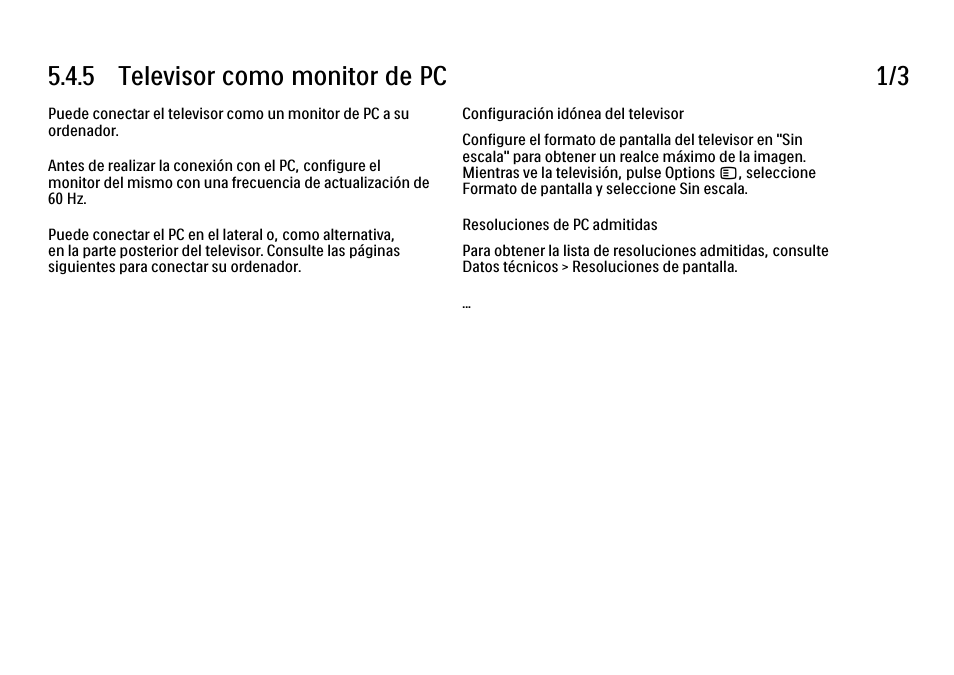 6 televisor como monitor de pc, 5 televisor como monitor de pc 1/3 | Philips Cinema 21:9 TV LCD User Manual | Page 244 / 280