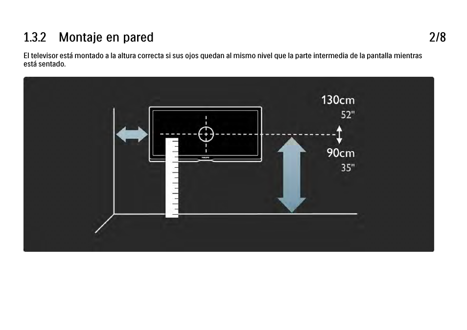 2 montaje en pared 2/8 | Philips Cinema 21:9 TV LCD User Manual | Page 29 / 280