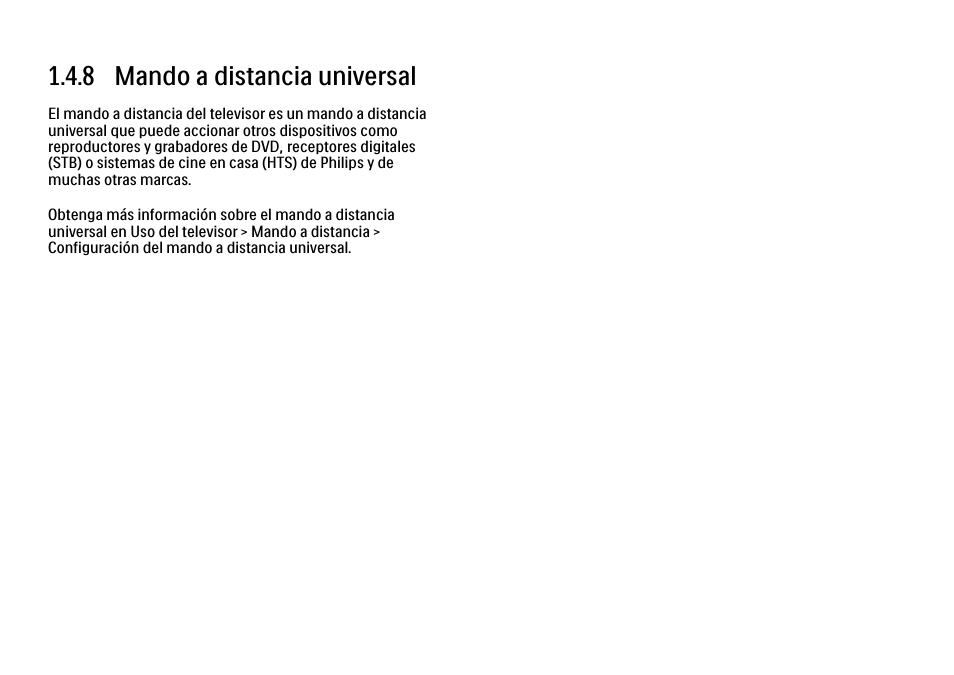 8 rc universal, 8 mando a distancia universal | Philips Cinema 21:9 TV LCD User Manual | Page 45 / 280