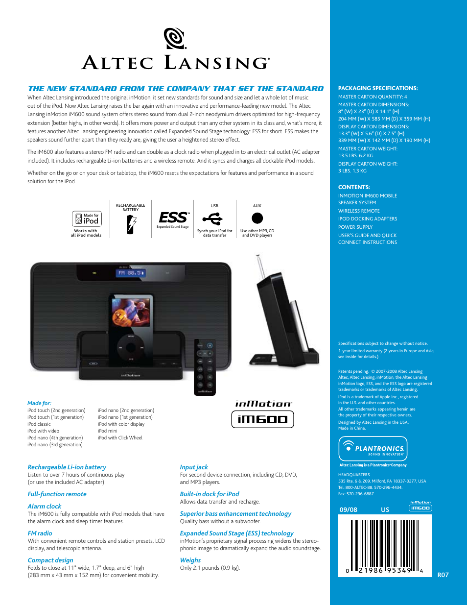 Altec Lansing iM600 User Manual | Page 2 / 2