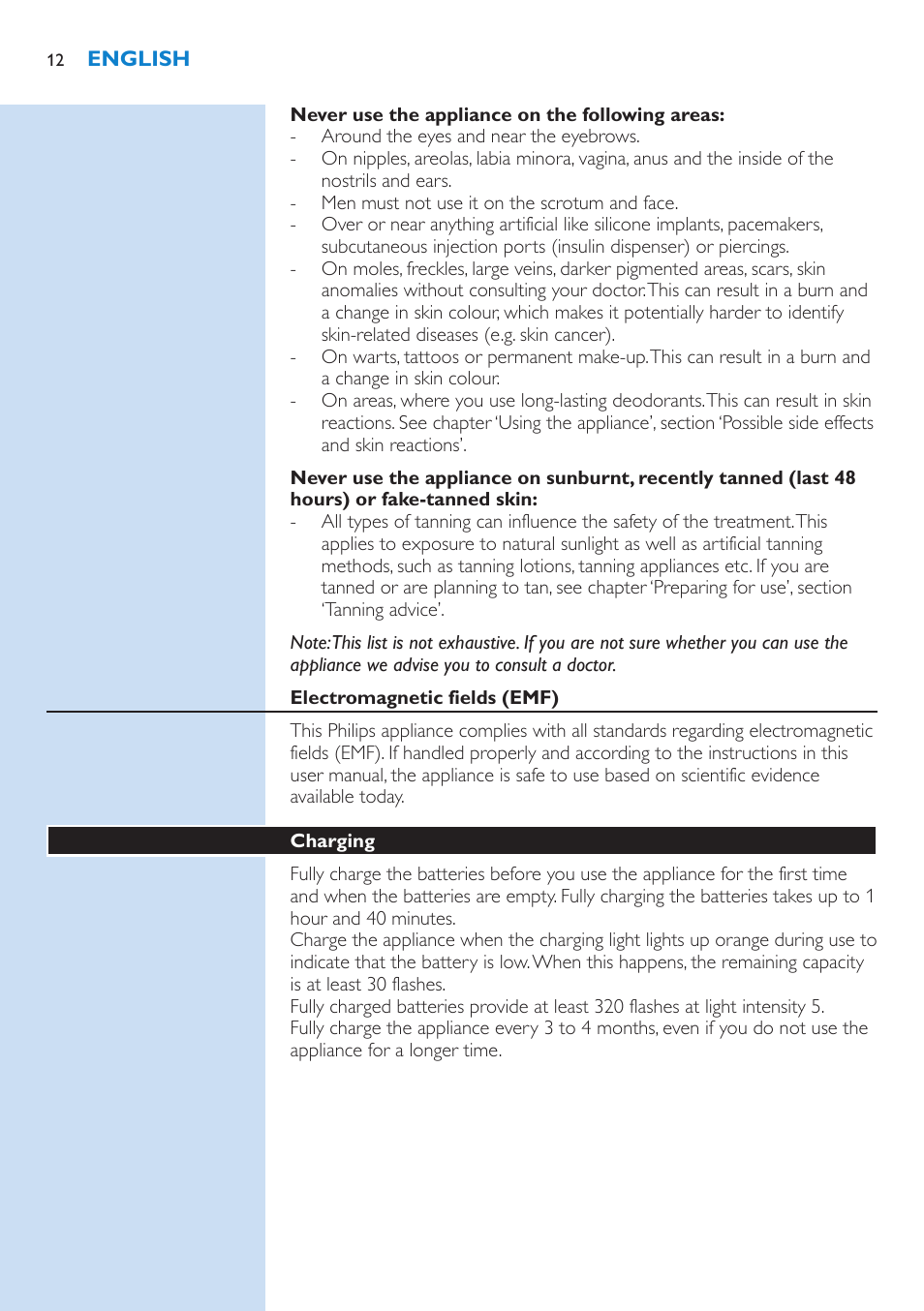 Philips Lumea Precision Sistema de eliminación de vello IPL User Manual | Page 12 / 110