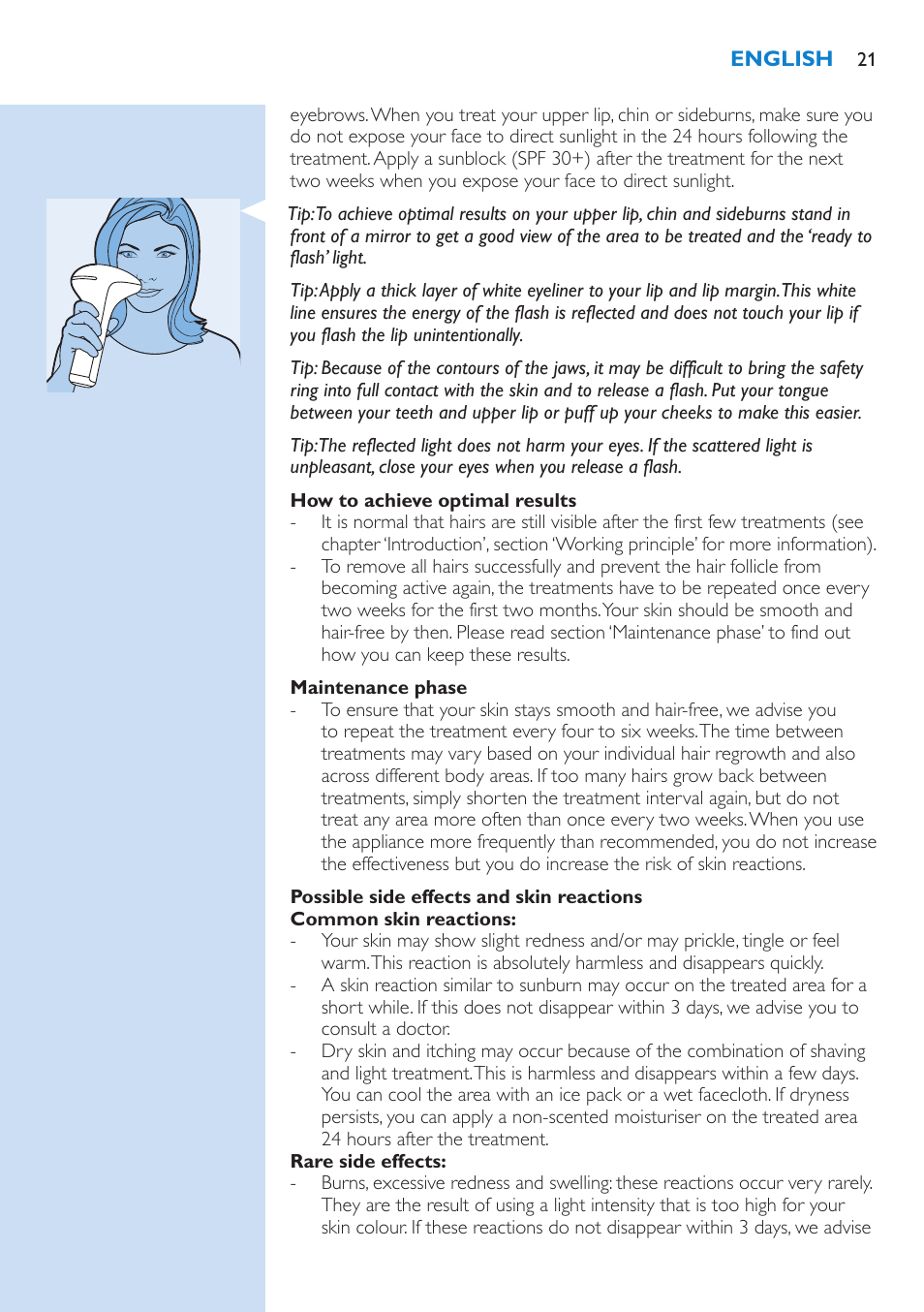 Philips Lumea Precision Sistema de eliminación de vello IPL User Manual | Page 21 / 110