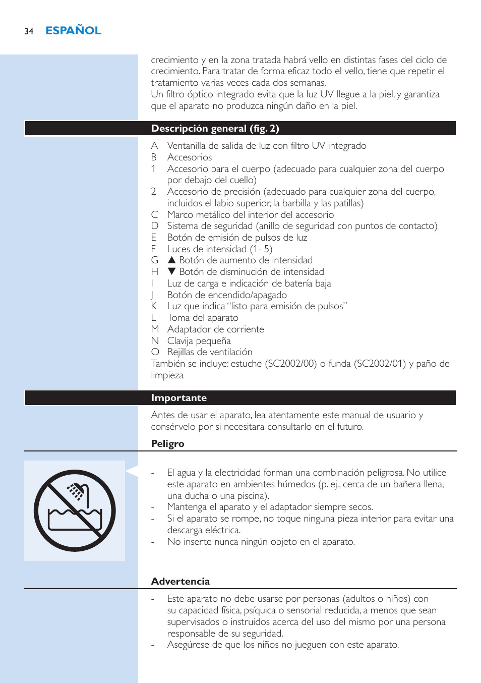 Philips Lumea Precision Sistema de eliminación de vello IPL User Manual | Page 34 / 110