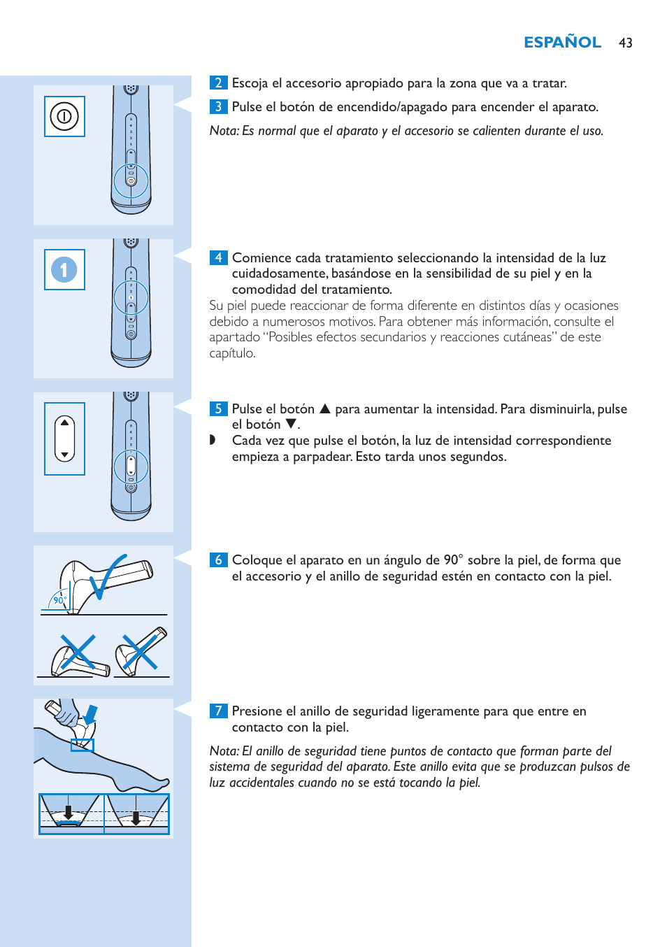 Philips Lumea Precision Sistema de eliminación de vello IPL User Manual | Page 43 / 110