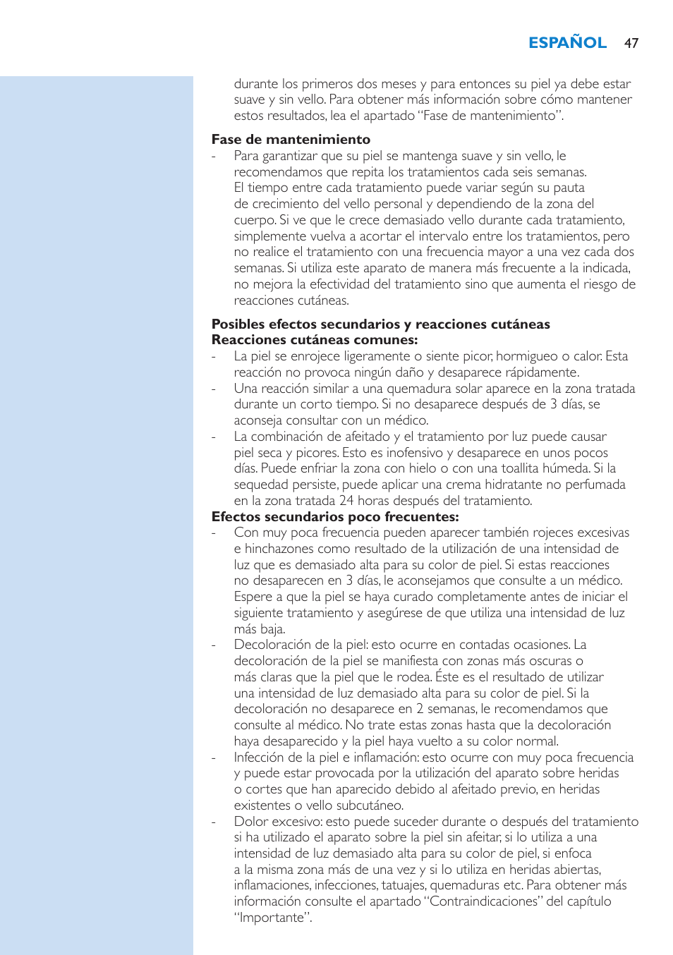 Philips Lumea Precision Sistema de eliminación de vello IPL User Manual | Page 47 / 110