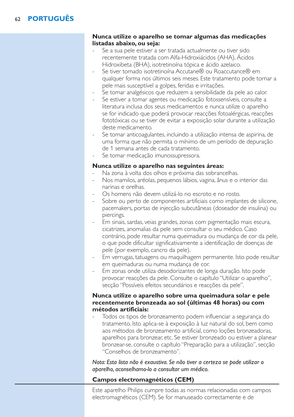 Philips Lumea Precision Sistema de eliminación de vello IPL User Manual | Page 62 / 110