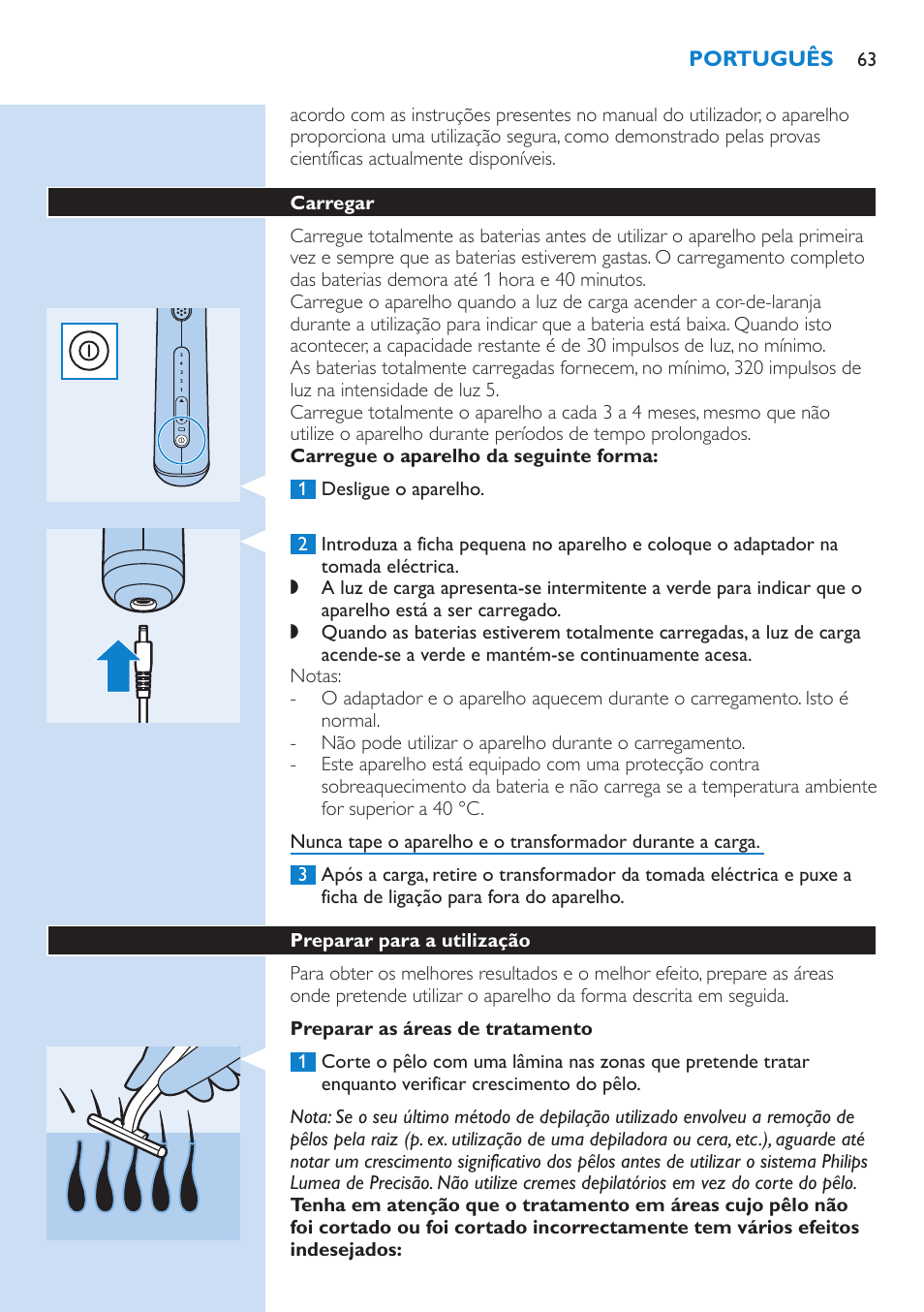Philips Lumea Precision Sistema de eliminación de vello IPL User Manual | Page 63 / 110