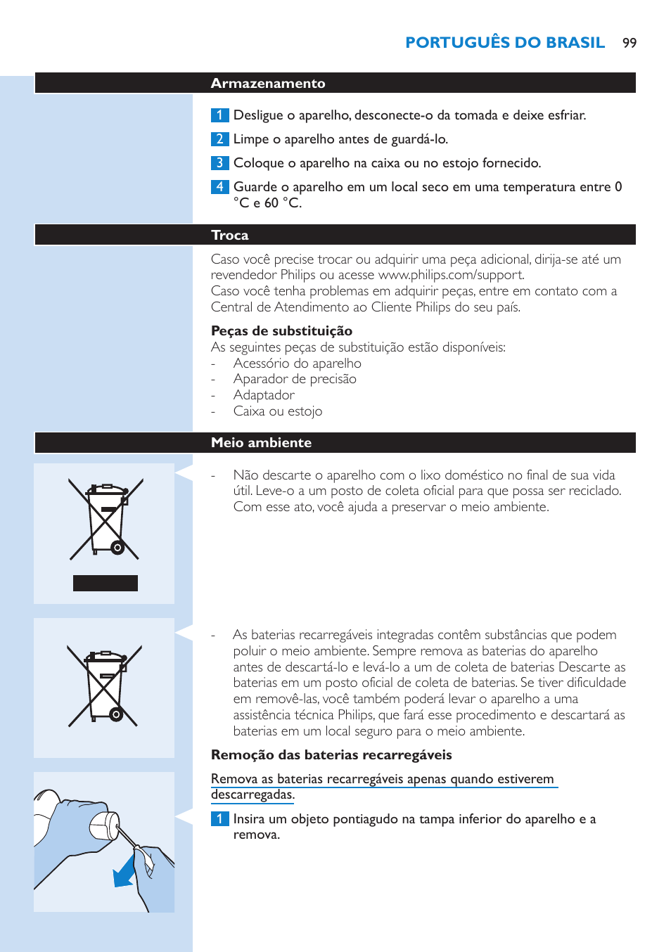 Philips Lumea Precision Sistema de eliminación de vello IPL User Manual | Page 99 / 110