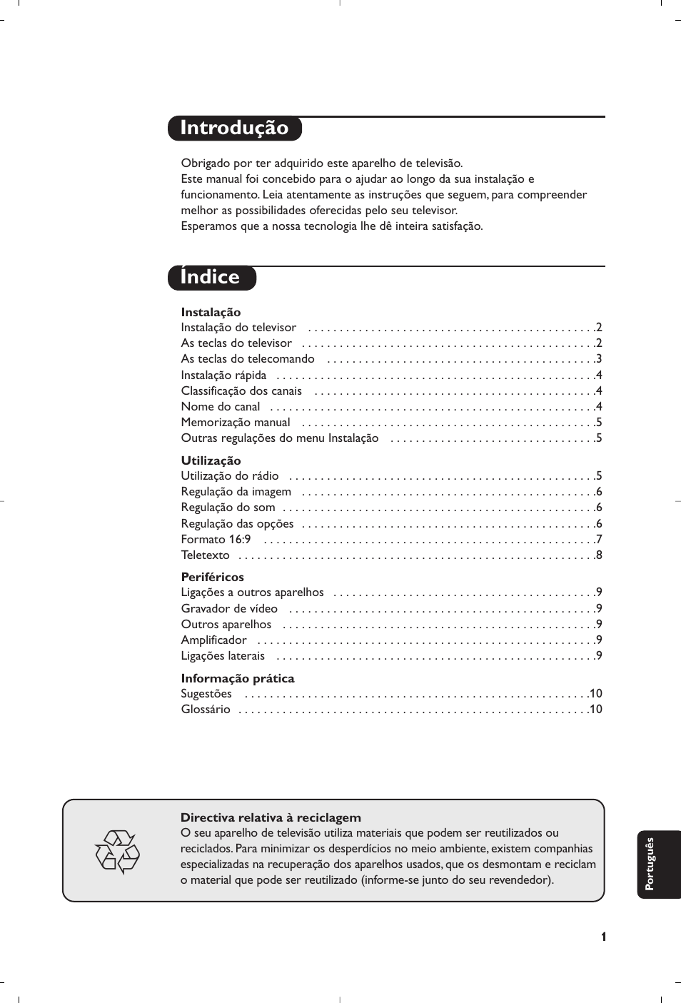 Introdução índice | Philips televisor panorámico User Manual | Page 103 / 116