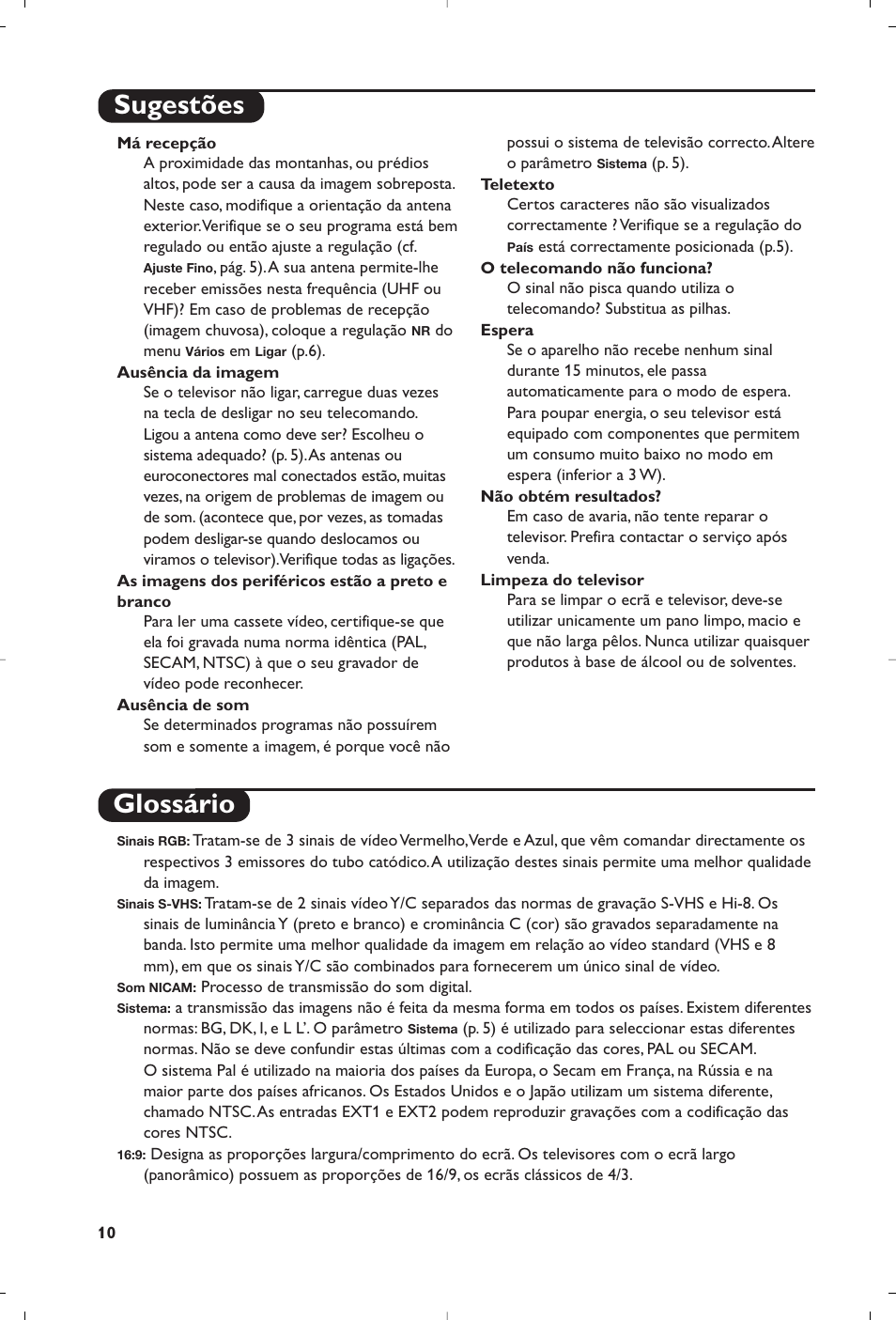 Sugestões glossário | Philips televisor panorámico User Manual | Page 112 / 116