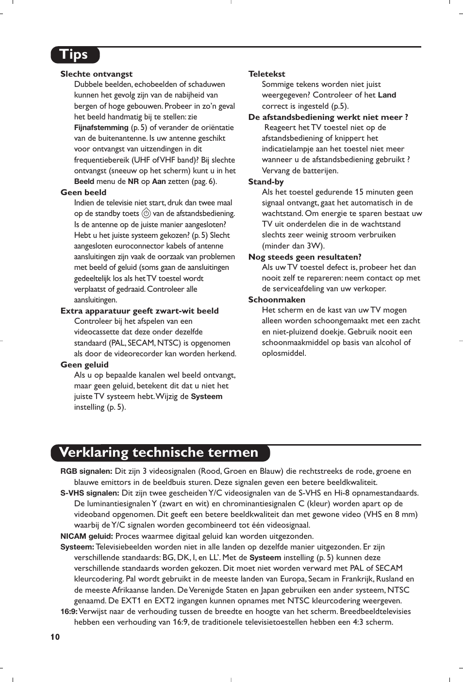 Tips verklaring technische termen | Philips televisor panorámico User Manual | Page 22 / 116