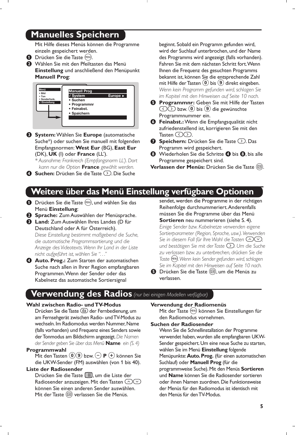 Verwendung des radios | Philips televisor panorámico User Manual | Page 27 / 116