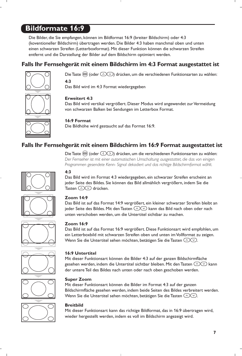 Bildformate 16:9 | Philips televisor panorámico User Manual | Page 29 / 116