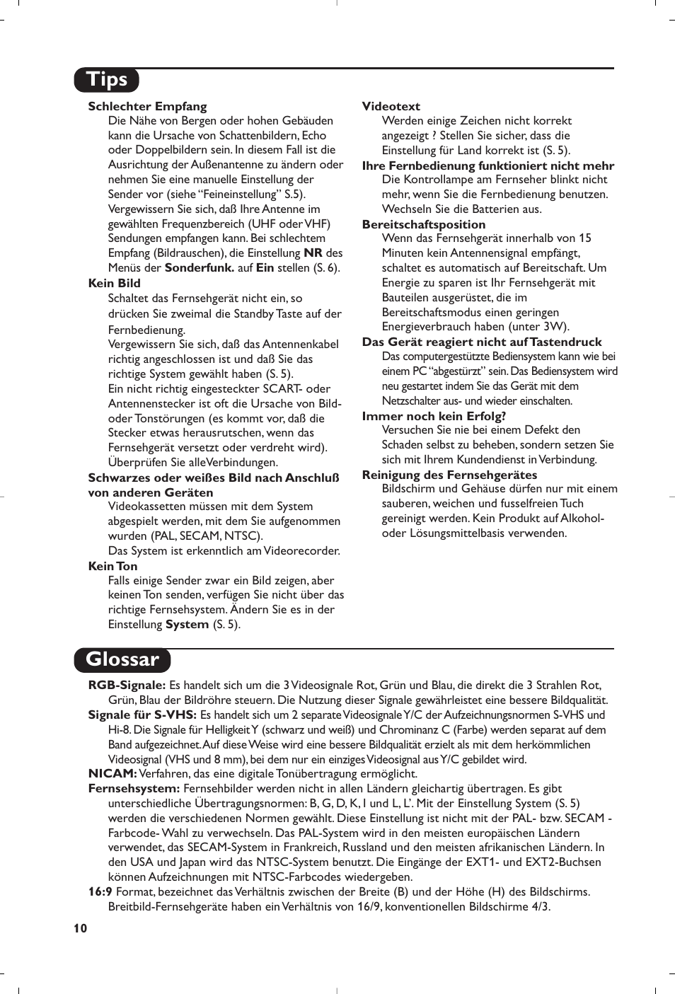 Tips glossar | Philips televisor panorámico User Manual | Page 32 / 116