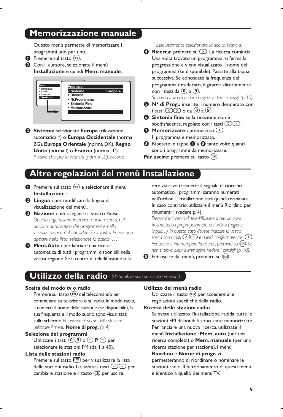 Utilizzo della radio | Philips televisor panorámico User Manual | Page 37 / 116