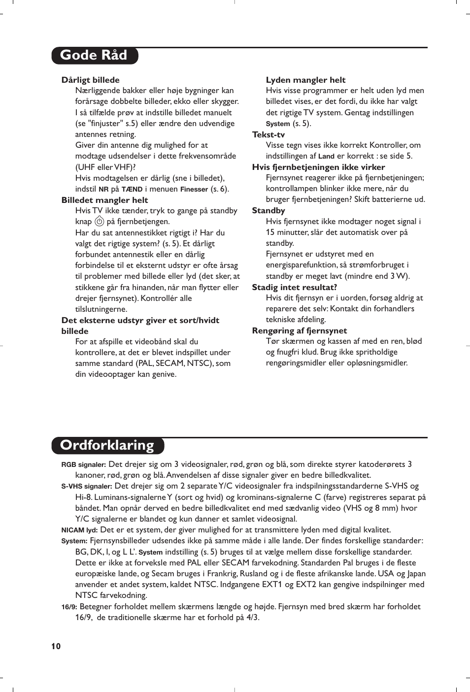 Gode råd ordforklaring | Philips televisor panorámico User Manual | Page 62 / 116