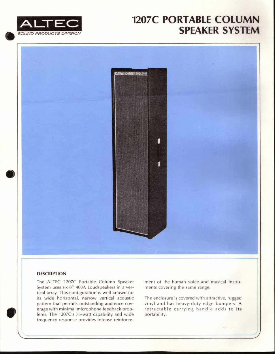 Altec Lansing 1207C User Manual | 2 pages