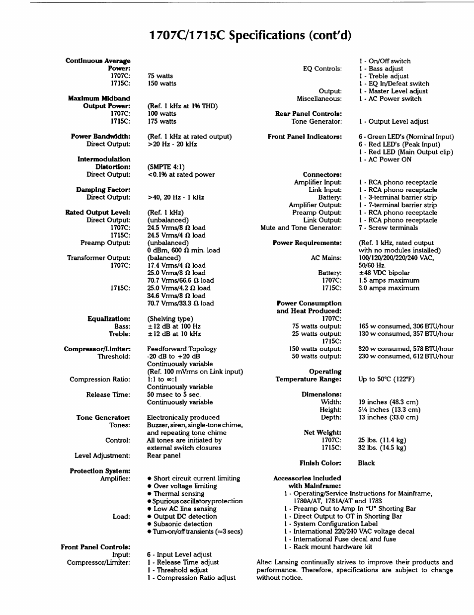 Altec Lansing 1715C User Manual | Page 2 / 27