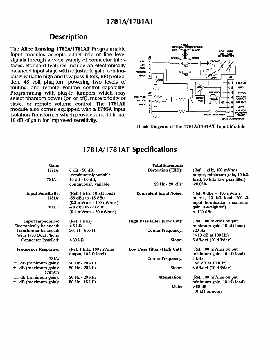 Description | Altec Lansing 1715C User Manual | Page 4 / 27