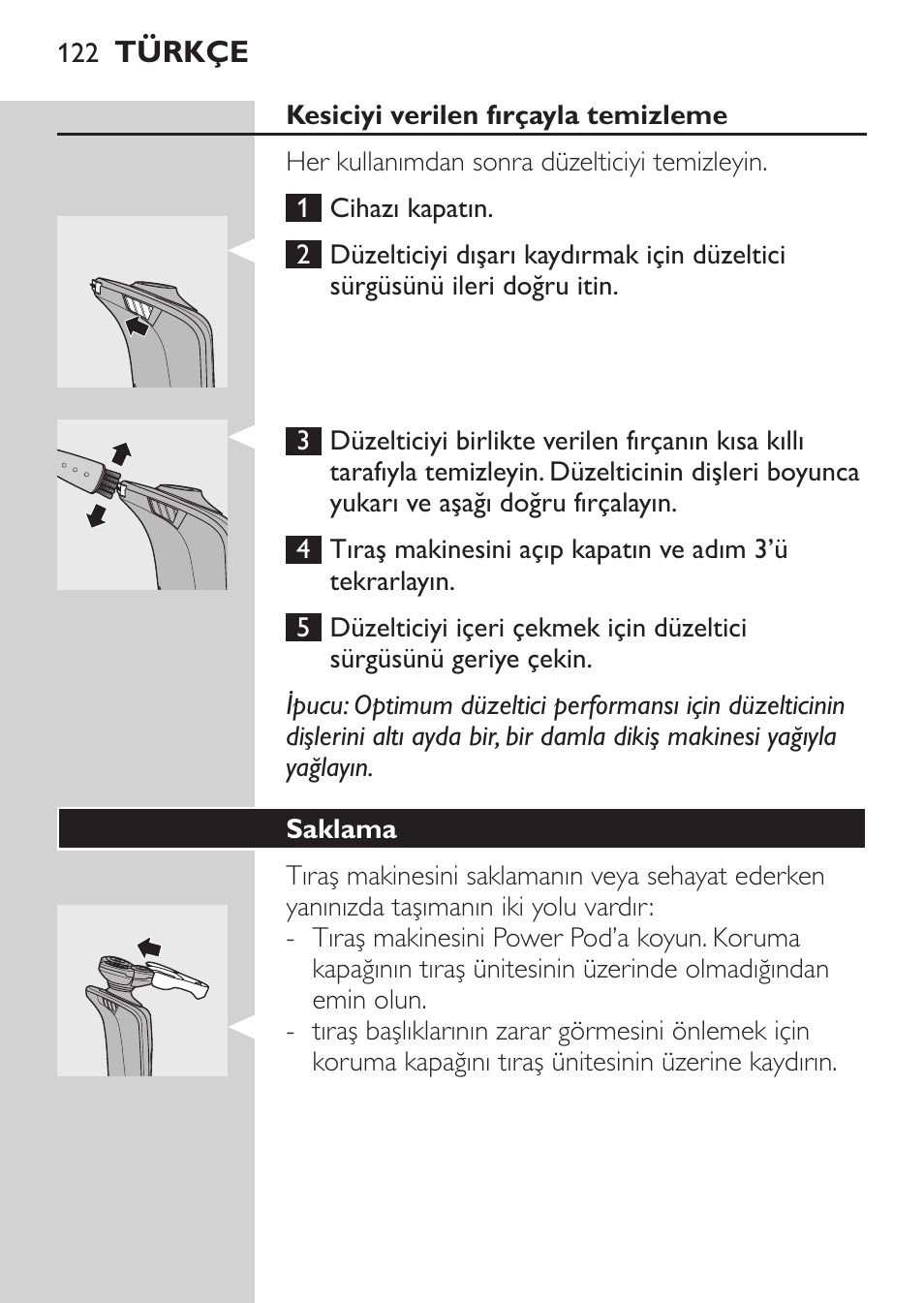 Saklama, Değiştirme | Philips Afeitadora eléctrica User Manual | Page 120 / 124